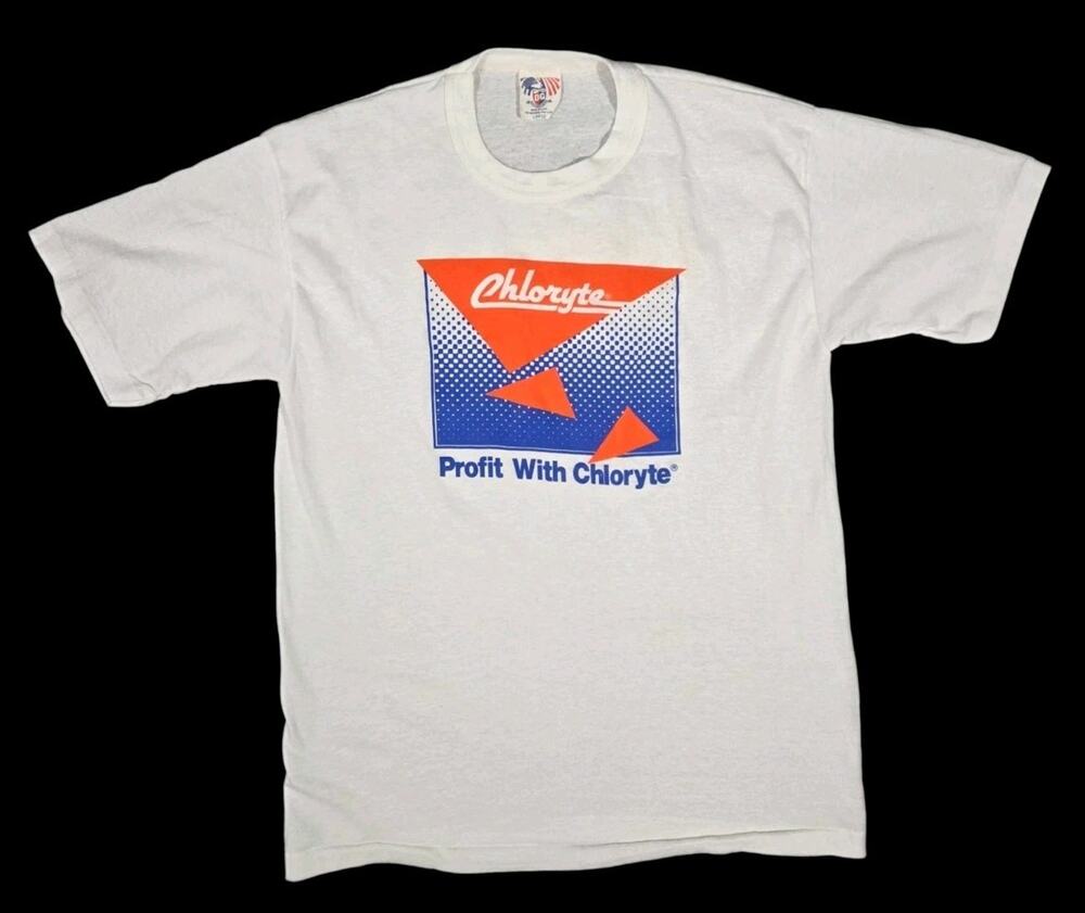 Vintage Chloryte Promo T-Shirt 80s USA Single Stitch White Large B2B Unisex